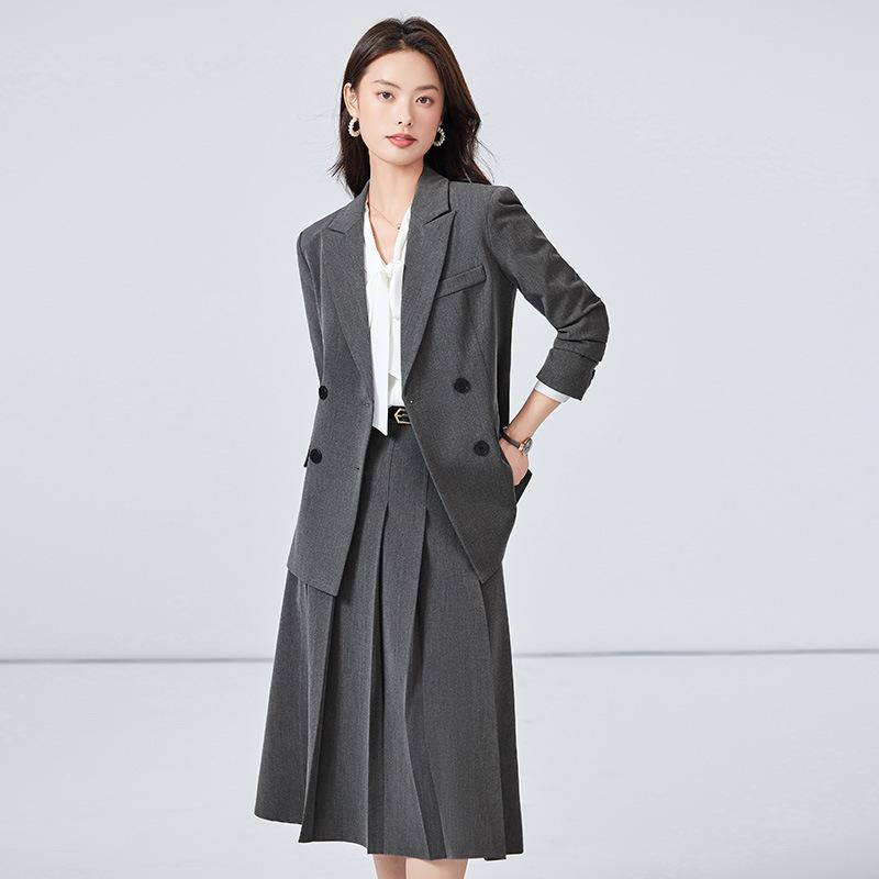 ・主な素材: ポリエステル70-80%、スパンデックス30%以下・スタイル: OL通勤・スカート丈: ロングスカート・袖丈: 長袖・袖型: レギュラースリーブ・カラー展開: グレー、紺、ブラック、パールホワイト・サイズ展開: S、M、L、XL、XXL、XXXL、4XL