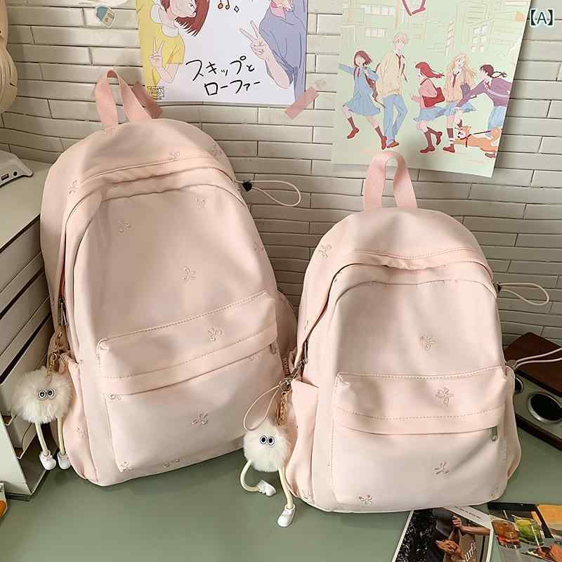 樂天商城 - リュックサック レディース 大学生 中学生 大容量 軽量 ナイロン 耐摩耗 刺繍 弧形肩帯 14インチPC 普段使い 夏 ピンク 緑 青