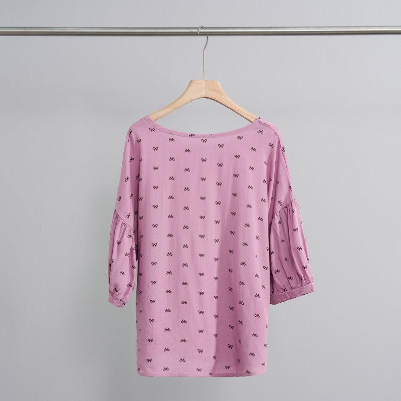 樂天商城 - Tシャツ レディース ミドル 夏 ゆったり 大きめ 丸首 七分袖 落肩 薄手 ドット柄 パステル 通勤 カジュアル ポリエステル混 ノンアイロン