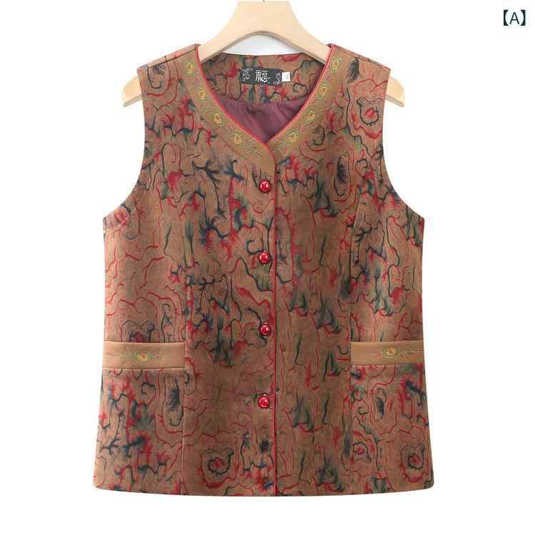 乐天商城 - お 年寄りの 秋 服の おばあさんは ベストを 着ます。