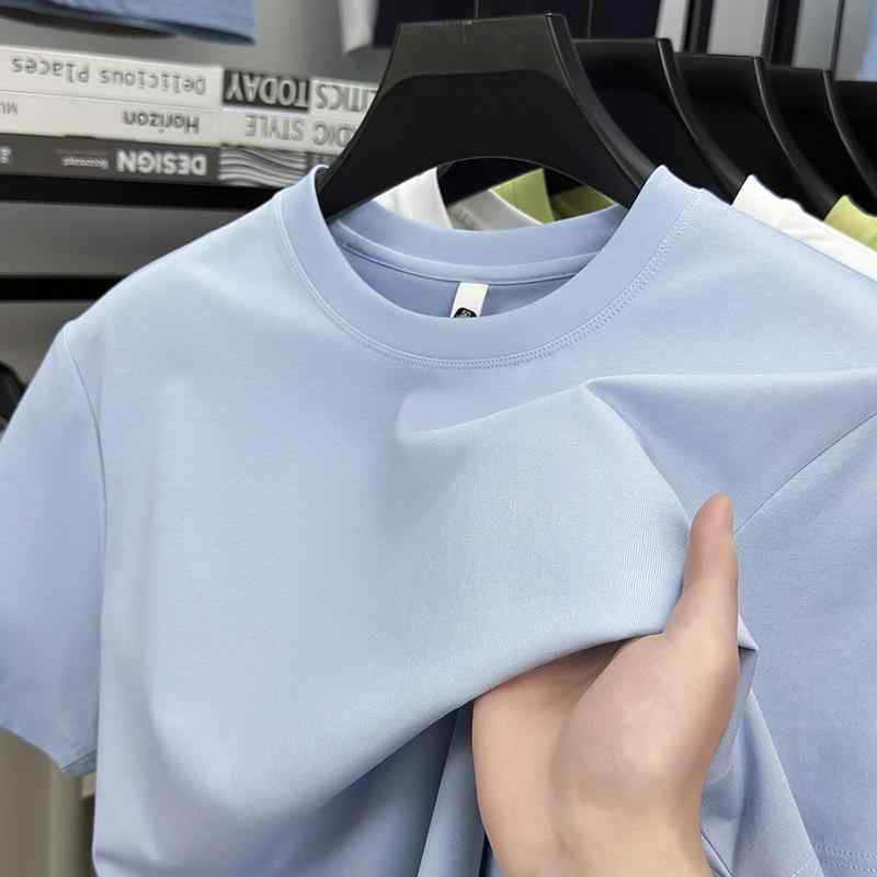 Rakuten - 2025新 韓国 スタイルシルケットコットンタイト 半袖 Tシャツ ボーイ ズ ラウンド ネックタッセルホワイトシーブルーレモングリーン なしt