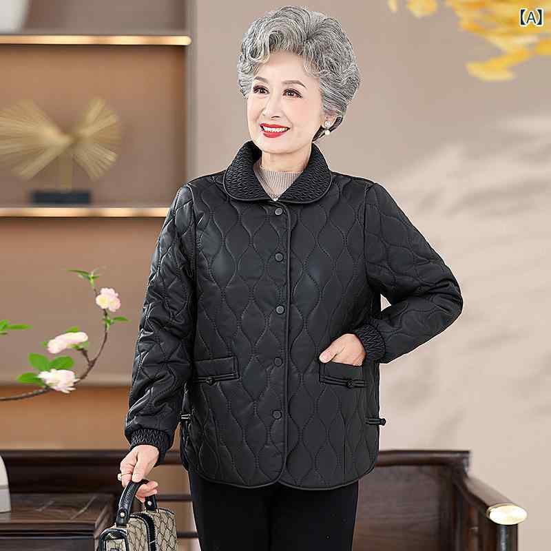 Rakuten - お 年寄りの お母さんの 秋の 服の 薄い 綿の 服の 上着の 60 歳の 70 おばあさんの 春と 秋の レジャーの ゆったり して いる コートの おばあさんの 服