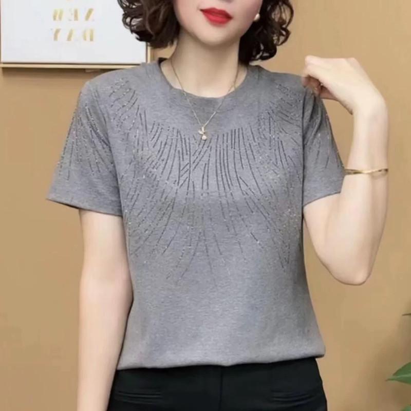 樂天商城 - Tシャツ レディース 半袖 トップス カットソー プルオーバー 夏 涼しい 薄手 3D プリント ギャザー 袖 ゆったり 体型カバー 着痩せ ミセス 婦人服 母親 カジュアル 通勤 オシャレ カワイイ 無地