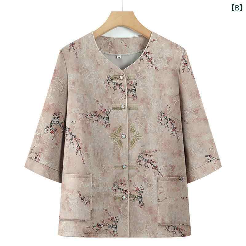 カジュアルスーツ レディース 婦人服 ハイミセス シニア向け 夏用 半袖 前開きシャツ アンサンブル 2点セット 花柄 トップス ズボン おばあちゃん 母親 祖母 60代 70代 80代 ゆったり 上品 ykc8-10171997 YKC8 サンプル画像3