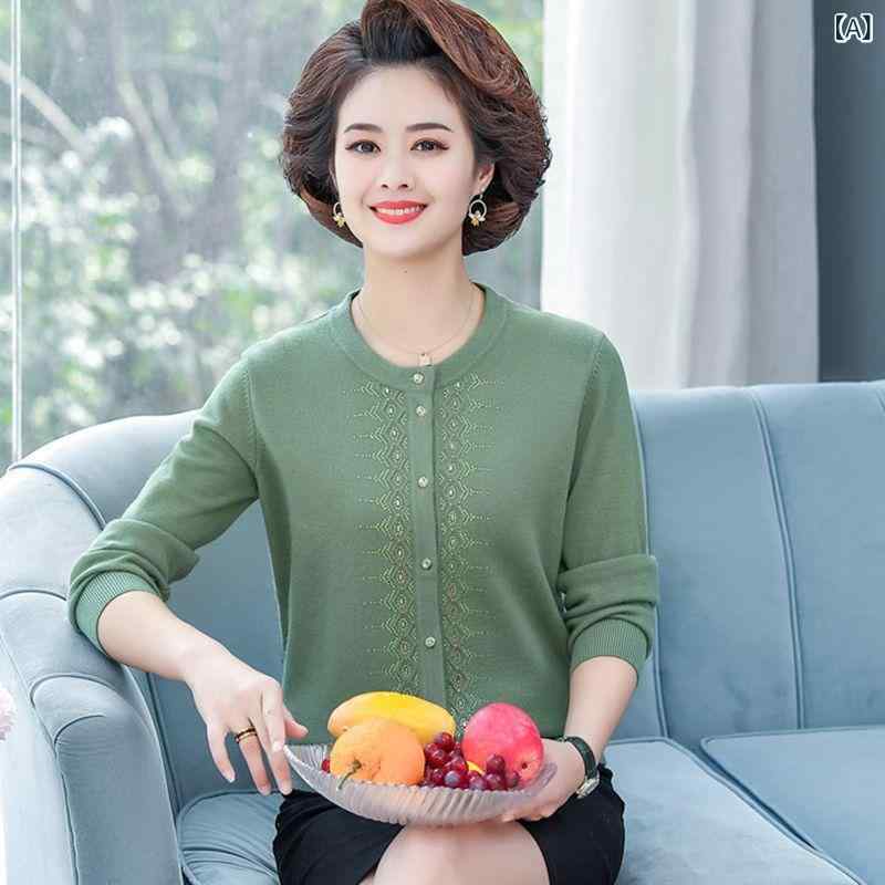カーディガン ニットカーディガン レディース ハイミセス 婦人服 トップス 秋冬 長袖 セーター 前開き 羽織り 母親 祖母 おばあちゃん 高齢者 シニア 服 お年寄り 暖かい 刺しゅう ビジュー ラインストーン ykc8-10172578 YKC8 サンプル画像2