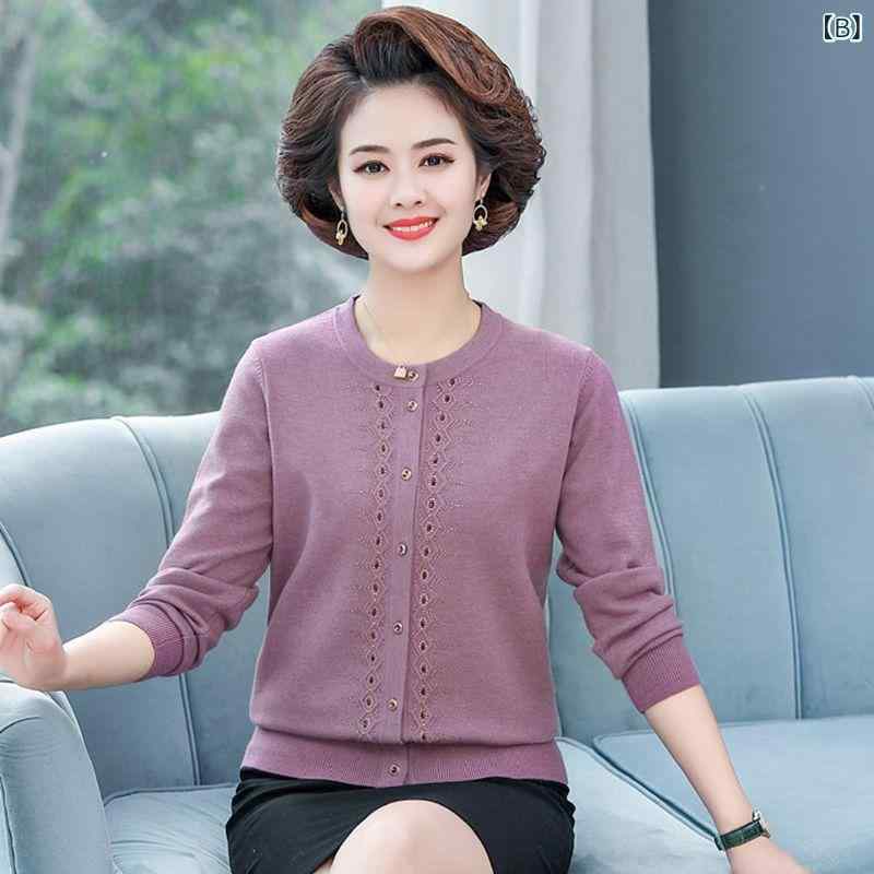 カーディガン ニットカーディガン レディース ハイミセス 婦人服 トップス 秋冬 長袖 セーター 前開き 羽織り 母親 祖母 おばあちゃん 高齢者 シニア 服 お年寄り 暖かい 刺しゅう ビジュー ラインストーン ykc8-10172578 YKC8 サンプル画像3