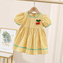 キッズ ファッション 女の子 かわいい おしゃれ 韓国 子供服 プリンセス 発表会 結婚式 高級 ドレス スカート 幼児 半袖 ベビー ワンピース 赤ちゃん チェック サクランボ