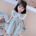 キッズ ファッション 女の子 かわいい おしゃれ 韓国 子供服 プリンセス 発表会 結婚式 高級 夏 チェック スカート ベビー ドレス ワンピース 襟 レース 花柄 リボン フリル