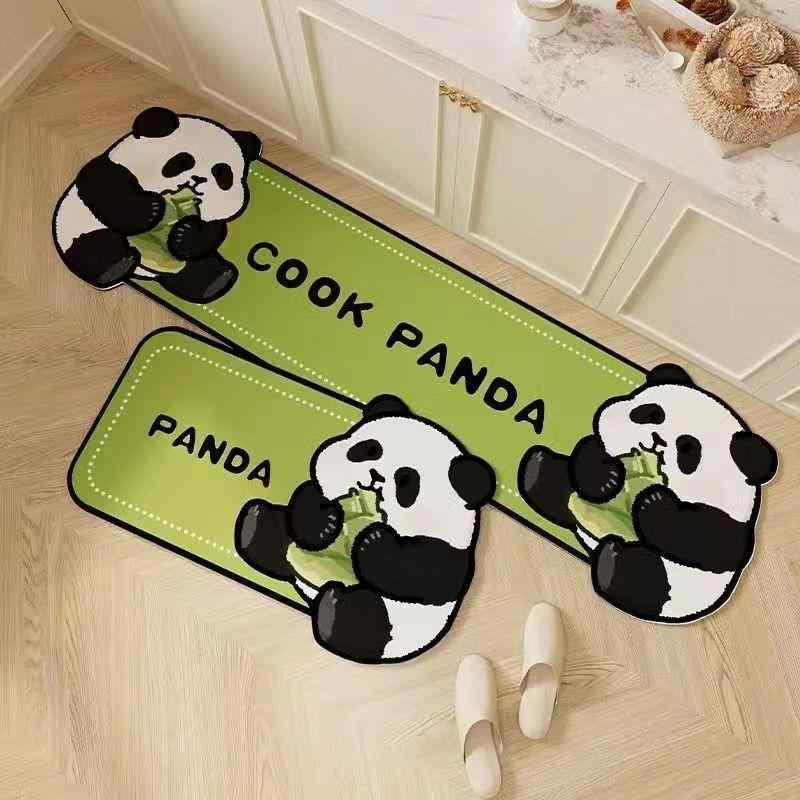 インテリア キッチン 台所 マット ドア おしゃれ かわいい フット 玄関 汚れ 防止 フロア 滑り止め 耐油 吸収 拭き取れる 汚れくい 速乾 防汚 パンダ 猫 犬 イラスト