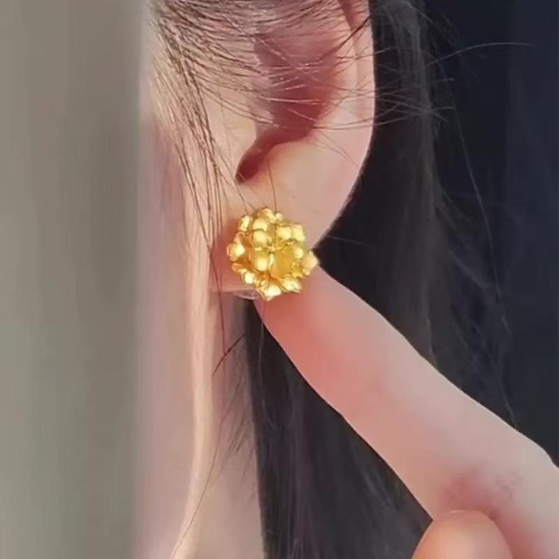 ピアス レディース 耳飾り 耳輪 ジュエリー アクセサリー 牡丹 花 大ぶり ゴールド レトロ チャイナ風 和風 エレガント 高級感 華やか 大人 上品 きれいめ フェミニン ファッション 通勤 プレゼント ギフト