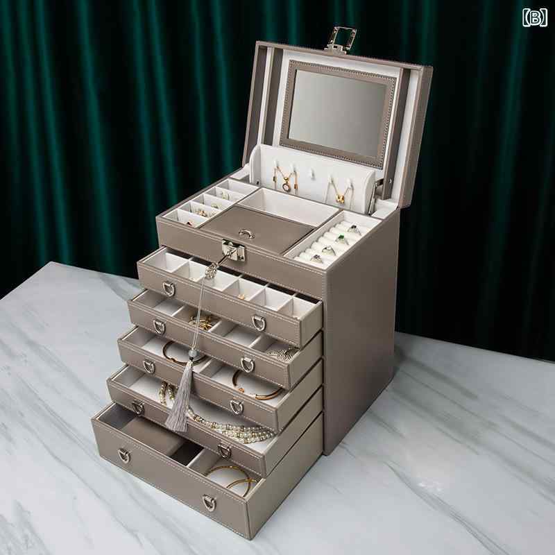 ジュエリーボックス レディース ジュエリーケース アクセサリーケース アクセサリーボックス アクセサリー入れ 大容量 多層 鏡 持ち運び コンパクト 小物入れ 収納ケース リング 指輪 ネックレス ピアス イヤリング ブレスレット 小物収納 引き出し ykc8-10177968 YKC8 サンプル画像3
