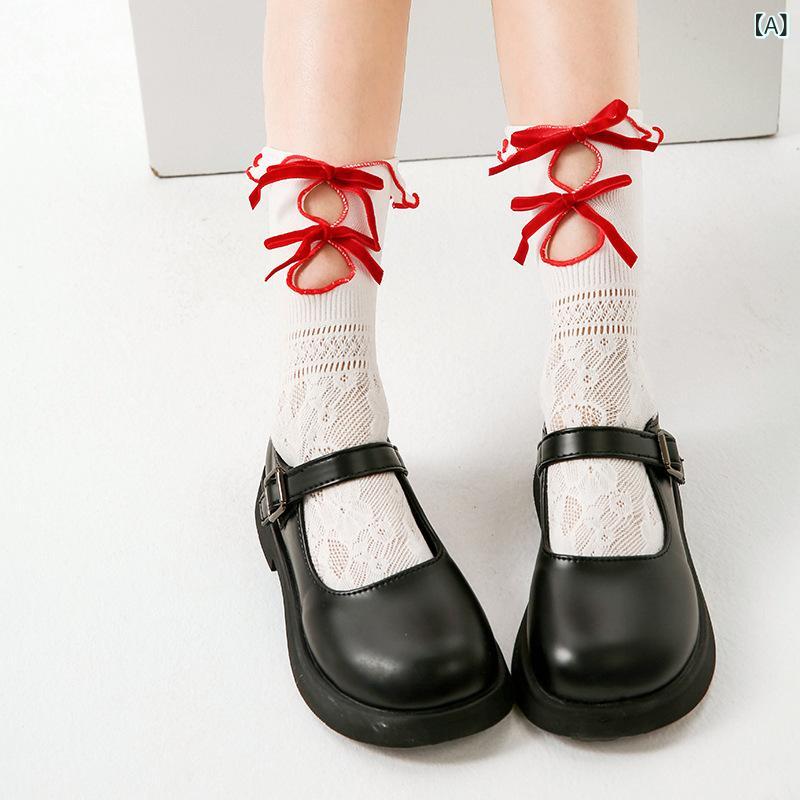 靴下 キッズ 女の子 プリンセス ソックス レース フリル リボン 薄手 メッシュ 通気性 吸汗 スポーツ 普段使い かわいい ニーハイソックス