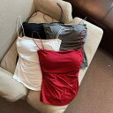 キャミソール レディース 女性用 細ストラップ カップ付き インナー トップス 無縫製 シームレス 白 黒 赤 ピンク グレー 快適 伸縮性 ノンワイヤー 一字...