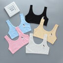 ブラジャー キッズ 女の子 子供用 タンクトップ型 インナー 綿 通気性 吸汗性 無地 肩紐調節可能 チューブトップ スポブラ ファーストブラ スポーツブラ 天ブルー(x3)