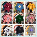 Tシャツ レディース 韓国 半袖 コットン ロゴプリント ラウンドネック ゆったりサイズ 普段使い 部屋着 ストリート カジュアル 多色(x20)