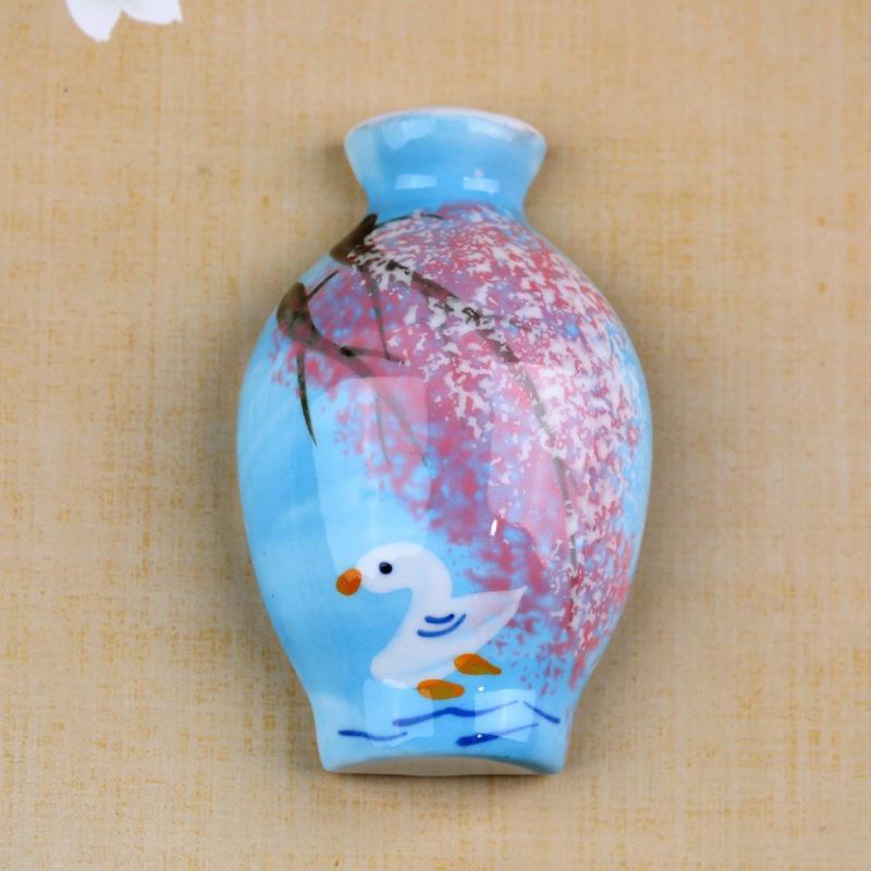 マグネット 景徳鎮 陶器 花瓶 手描き イラスト 冷蔵庫 デコレーション お土産 カフェ 雑貨 レトロ風 ランダム