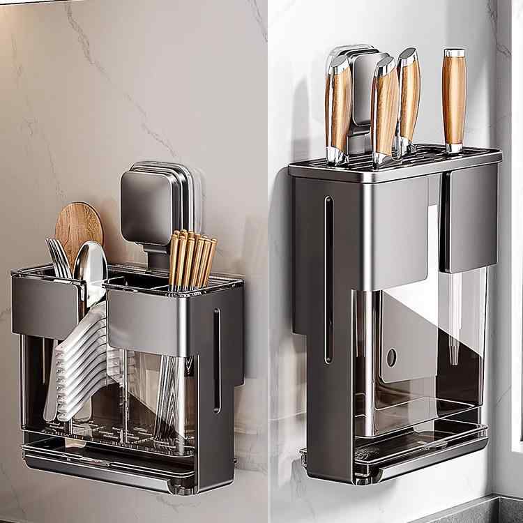 包丁スタンド 壁掛け式 レディース 炭素鋼 ABS 包丁立て キッチン収納 箸立て 一体型 ナイフ収納ラック..