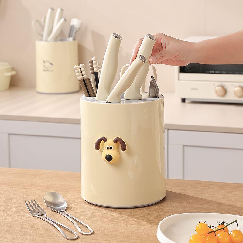 包丁スタンド レディース 箸立て キッチン収納 卓上収納 包丁ケース 箸入れ一体型 水切り プラスチック..