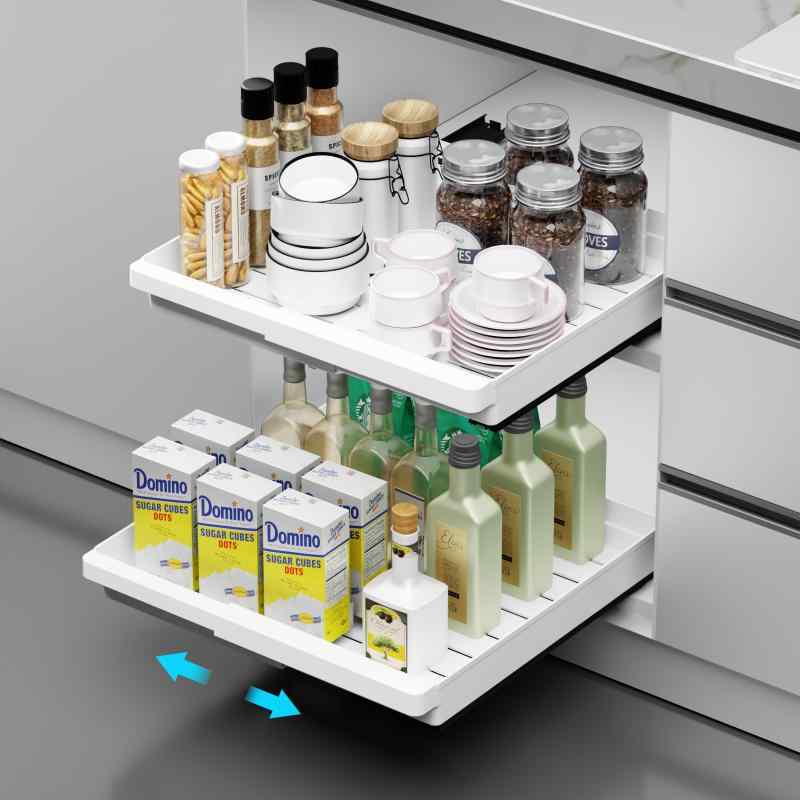 収納ラック キッチン収納 スライド式 調味料ラック 穴あけ不要 多用途 プラスチック製 25cm 30cm ホワ..