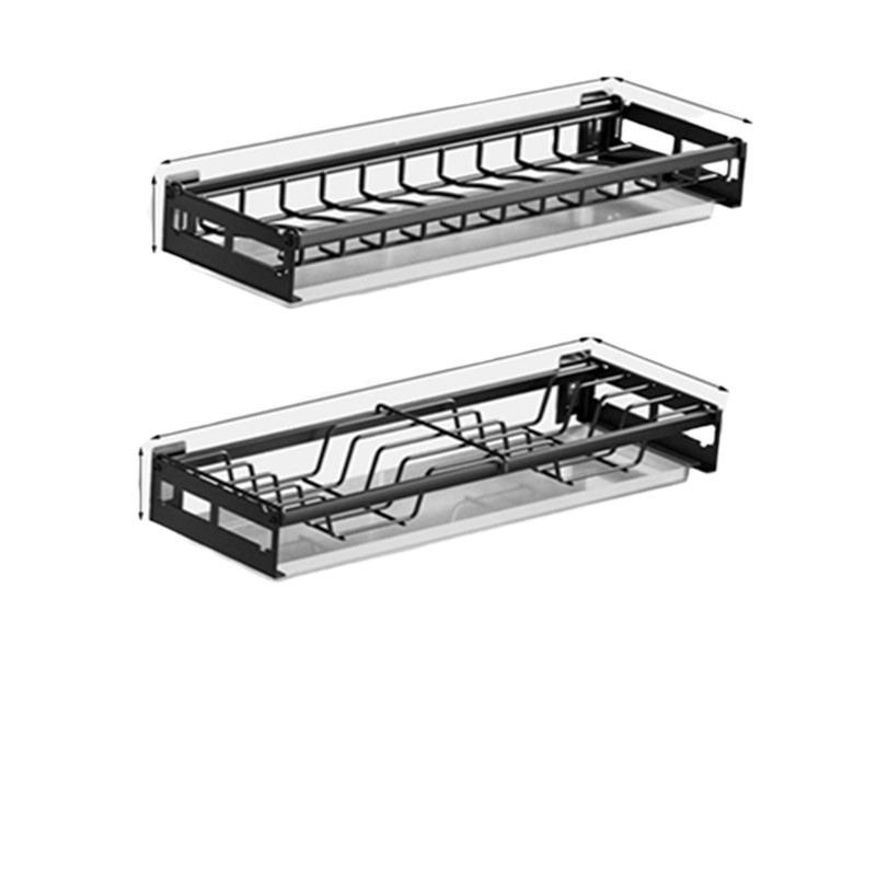 キッチン収納 皿立て 壁掛け ステンレス製 食器 水切りラック 箸 スプーン 収納棚 ブラック