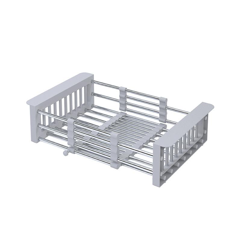 水切りラック レディース メンズ 伸縮式 ステンレス製 シンク上 食器 水切りかご 果物 野菜 ざる ストレーナー 大容量 省スペース グレー 黒