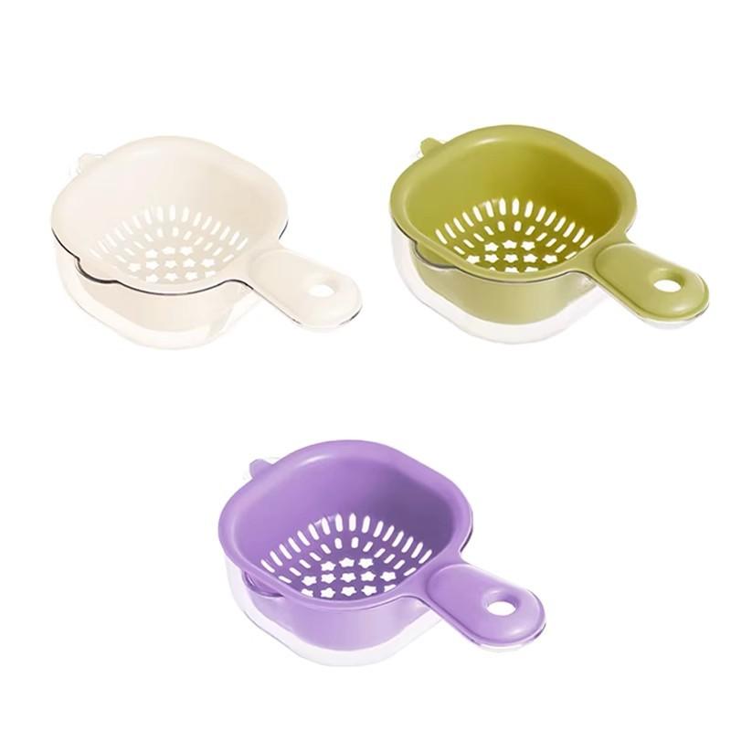 ザル レディース 水切りかご ダブルレイヤー プラスチック製 キッチン リビング かわいい 眼鏡付き 白 ..