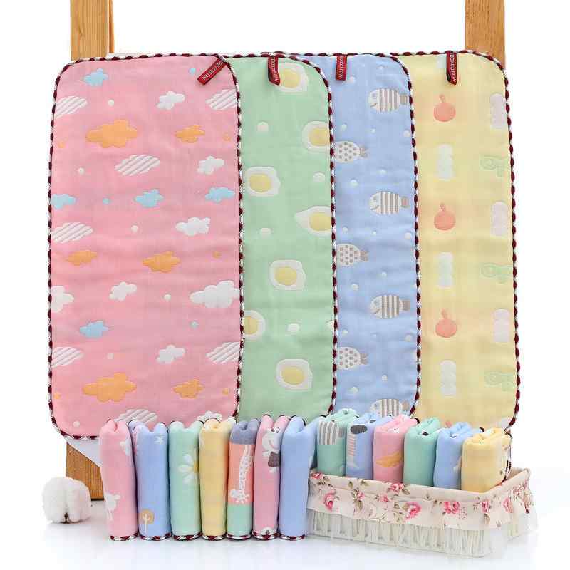 タオル ベビー 赤ちゃん 子供用 綿 6重ガーゼ ジャガード織り ミニタオル ハンカチ 沐浴ガーゼ 口拭き..