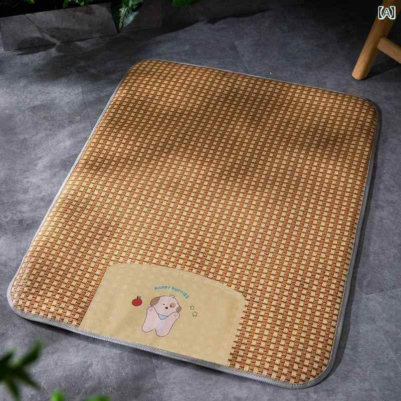 ペット用 涼感マット 夏用 犬 猫 ベッド クールマット 藤編み 犬小屋 接触冷感 冷却マット 小型犬 中型..
