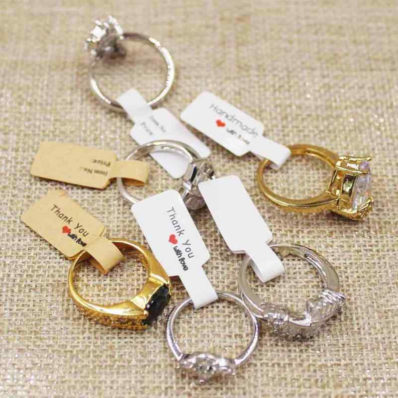 指輪 タグ シール 白 牛皮紙 円形 長方形 THANK YOU ハンドメイド