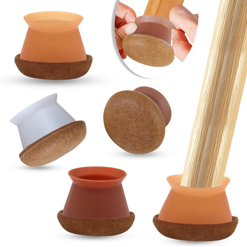 椅子脚カバー レディース チェアソックス 騒音防止 滑り止め キズ防止 丸脚 角脚 兼用 フェルト シリコ..