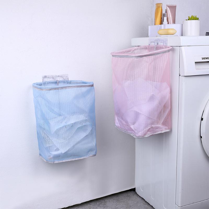 ランドリーバスケット レディース 大容量 折りたたみ式 壁掛け式 ランドリー収納 洗濯かご バスルーム 脱衣かご おしゃれ かわいい ブルー ピンク系 省スペース