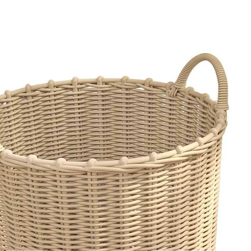 収納かご 大容量 ランドリーバスケット 洗濯かご 脱衣かご 衣類収納かご ナイロン製 藤黄色 手編み 雑..