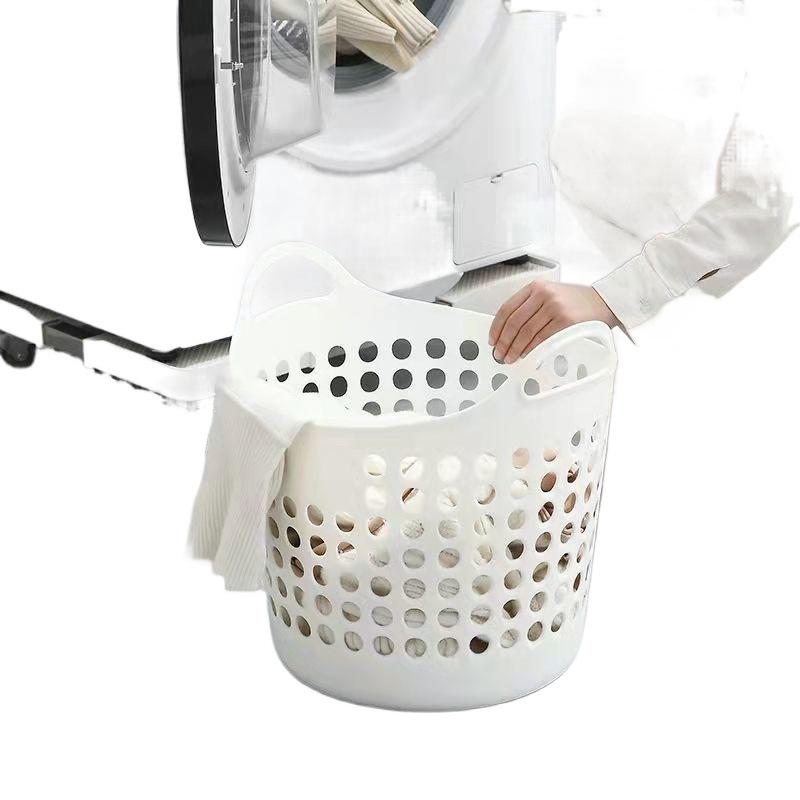 ランドリーバスケット レディース メンズ 兼用 収納 バスケット ランドリーボックス 大容量 プラスチック製 アイボリー 桜色 ピンク系 抹茶色 グリーン スカイブルー カーキ