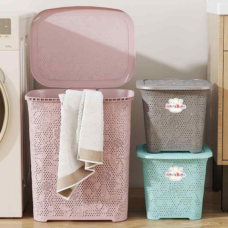 収納ケース 蓋つき プラスチック製 編み込み風 ランドリーバスケット おもちゃ箱 脱衣かご 収納ボックス(x20)