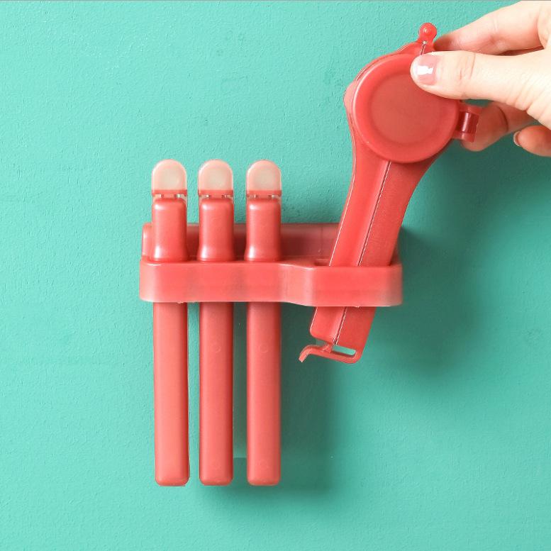 密封クリップ レディース メンズ 冷蔵庫 食品 袋 密封 鮮度保持 キッチン用品 4個セット グリーン レッド(x60)