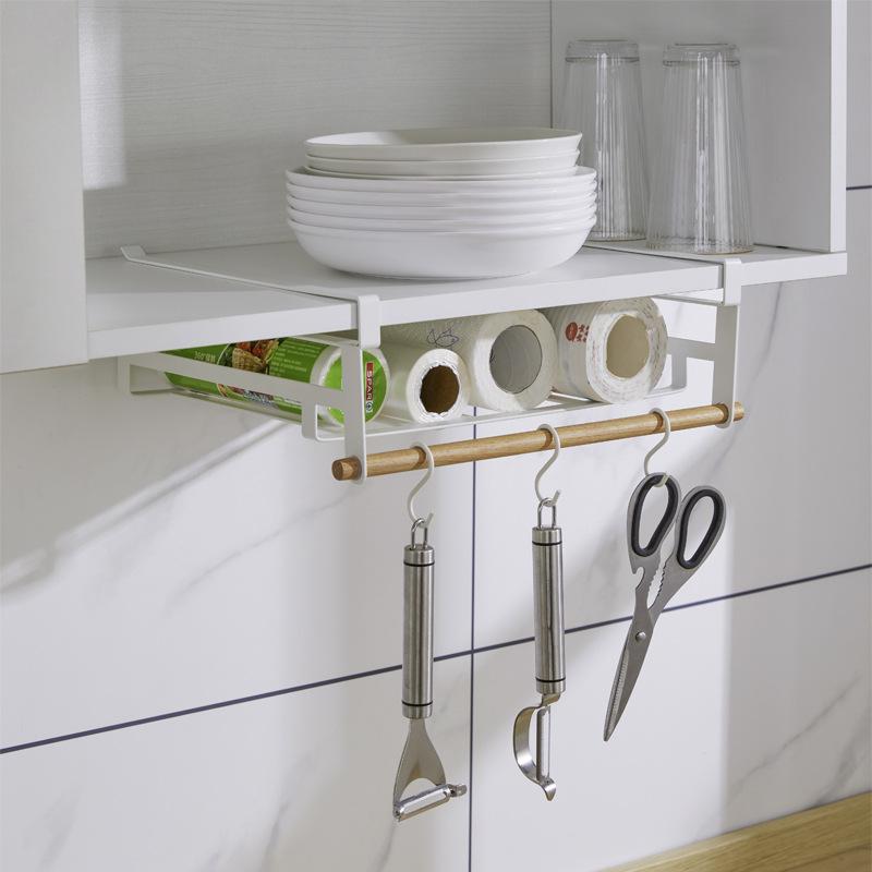 収納ラック 厨房用品 アイアン 木製 多用途 戸棚 吊り下げ棚 キッチン収納 整理棚 ホワイト