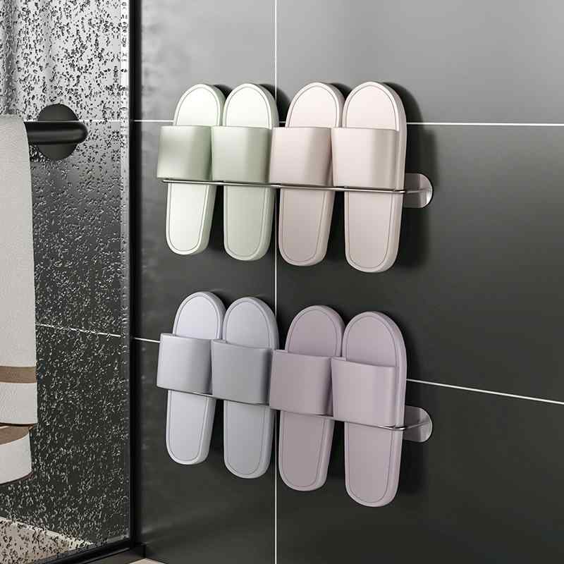収納ラック レディース バスリッパ ホルダー 壁掛け式 ステンレス 浴室 トイレ 玄関 靴 収納 防湿 多用途
