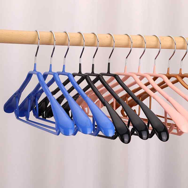 ハンガー レディース メンズ 衣類収納 型崩れ防止 滑り止め 幅広 肩 跡がつきにくい 浸塑 45cm ブルー ..