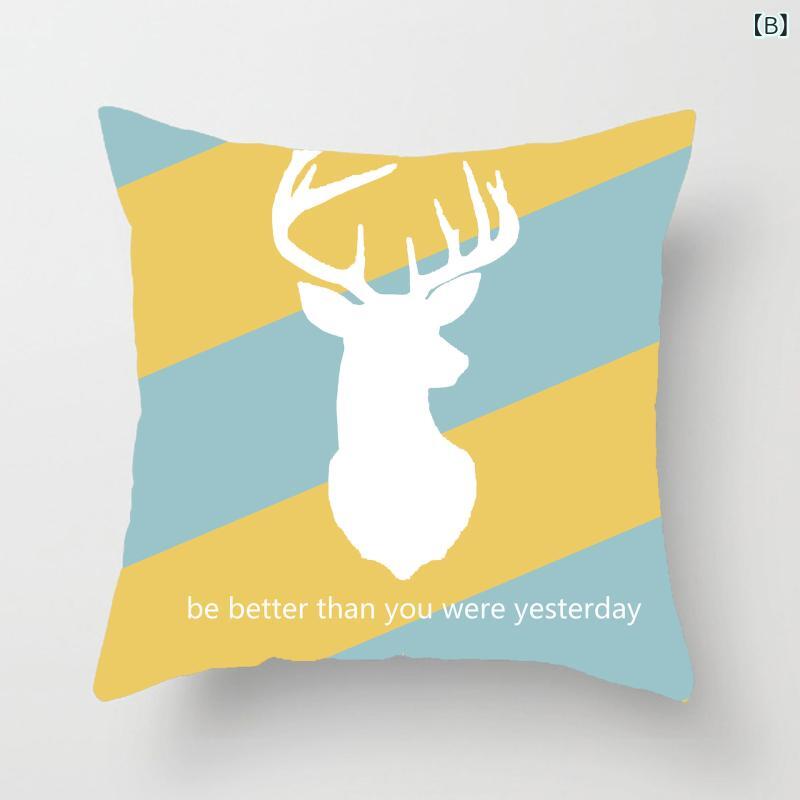 クッション レディース 北欧風 抱き枕 グレー ソファ 背当て インスタ風 ブルー 幾何学模様 シンプル クッションカバー PP綿 [3]