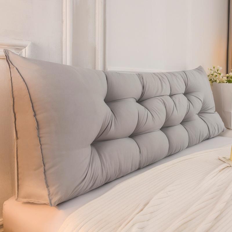 クッション 枕 ベッド 三角枕 背もたれ 読書用 授乳クッション 柔らかい ポリエステル 無地 シルバー ..