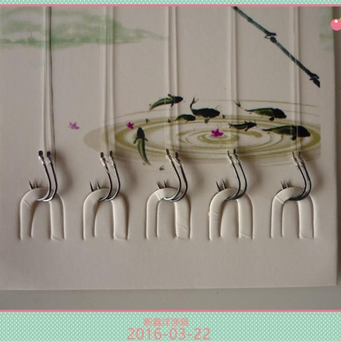 釣り針 ナイロン釣り糸付き ダブルフック 5個セット 仕掛け 板付き 伊勢尼 伊豆 淡水 海水 釣り 水槽(x..