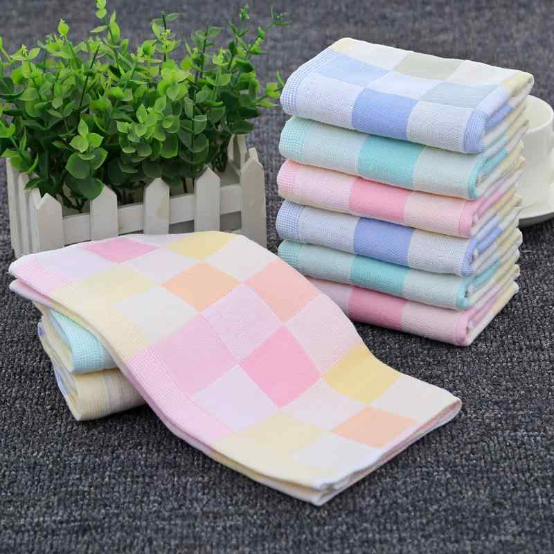 子供用タオル ダブルガーゼ ベビー タオル 綿 カラー 格子柄 25 50cm 幼児