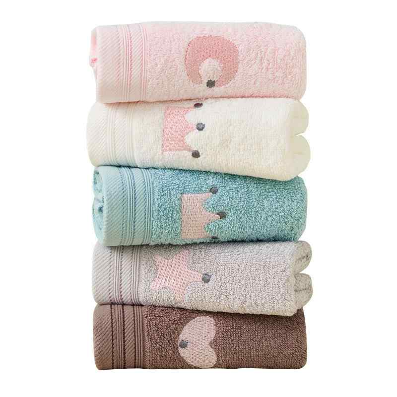 タオル キッズ ベビー 子供用 綿 刺繍 星柄 やわらかい ベージュ グレー ブルー ブラウン ピンク(x2)