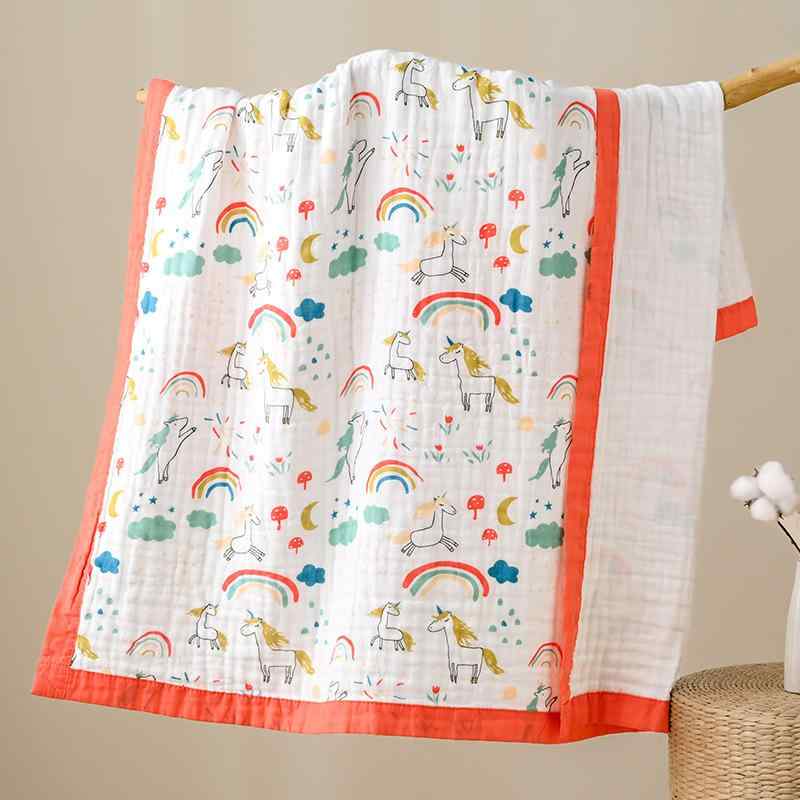 ベビー バスローブ ガーゼケット 110 110cm 綿 高密度 六重ガーゼ ベビー キッズ ブランケット おくるみ タオルケット 綿 かわいい アニマル柄 吸水速乾 保育園 お昼寝