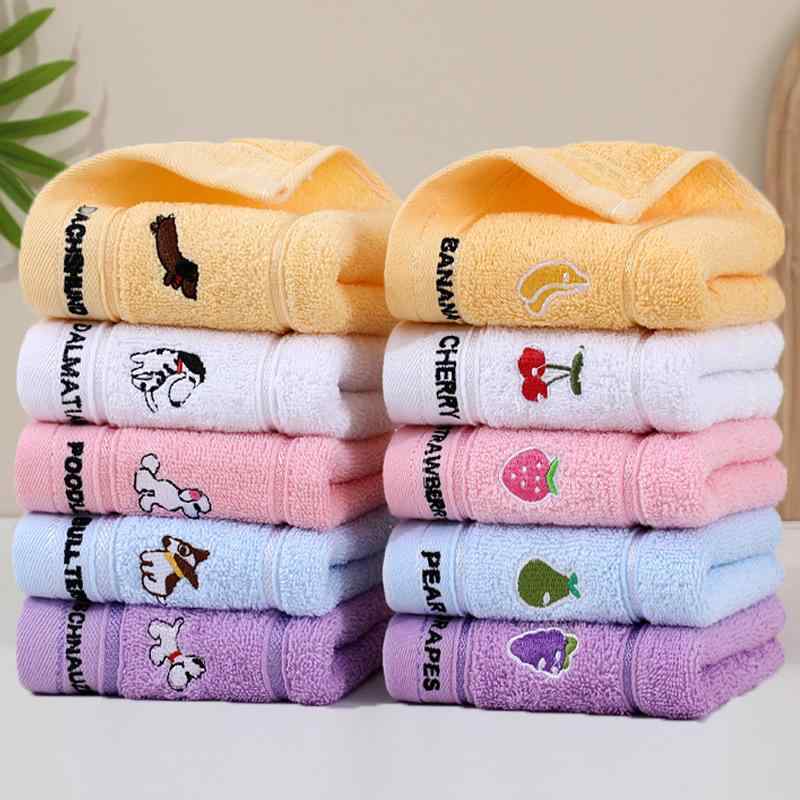 タオル キッズ ベビー 子供用 綿 ガーゼ パイル やわらか 吸水 速乾 かわいい フルーツ アニマル 25 50cm(x2)