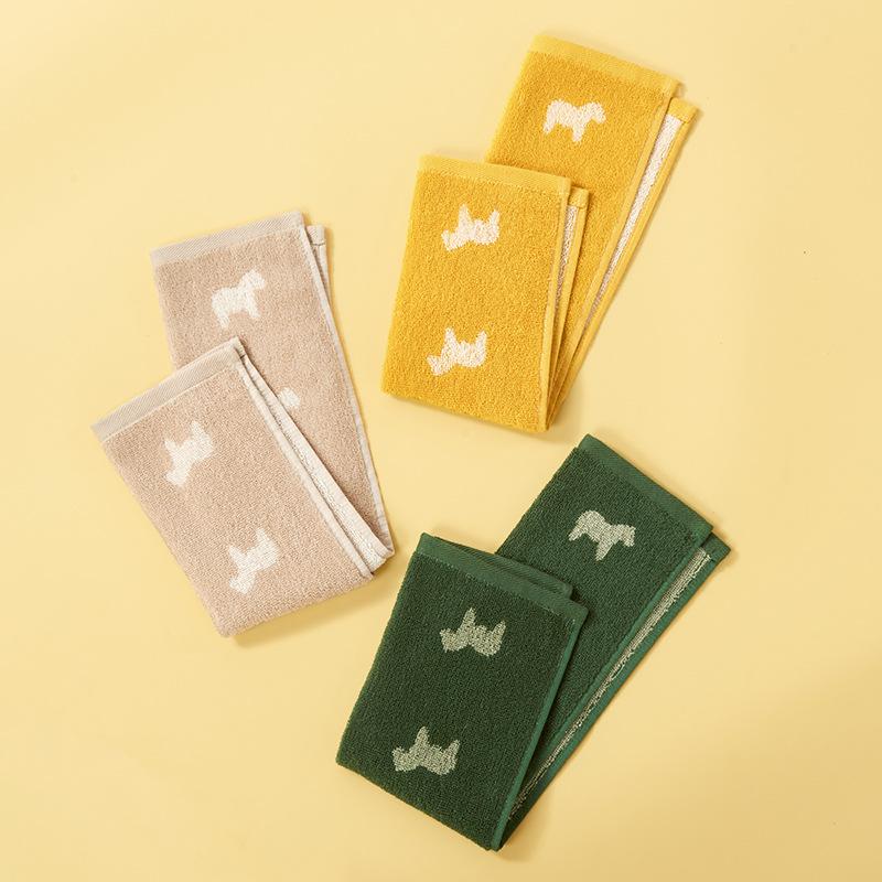 タオル キッズ 子供用 吸水 速乾 柔らかい 綿 ジャカード織 25 50cm ブラウン イエロー グリーン