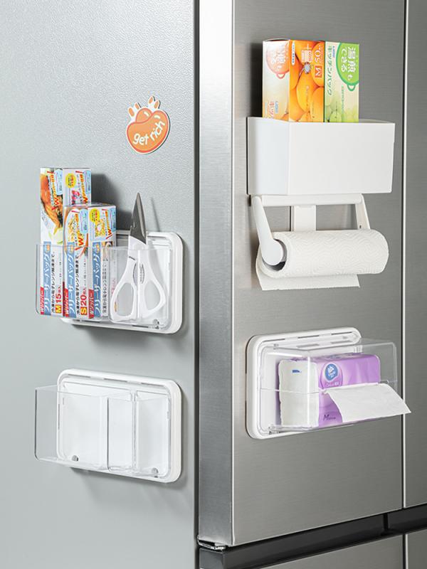 ティッシュボックス レディース 冷蔵庫 収納 ケース マグネット 透明 壁掛け キッチンペーパーホルダー..
