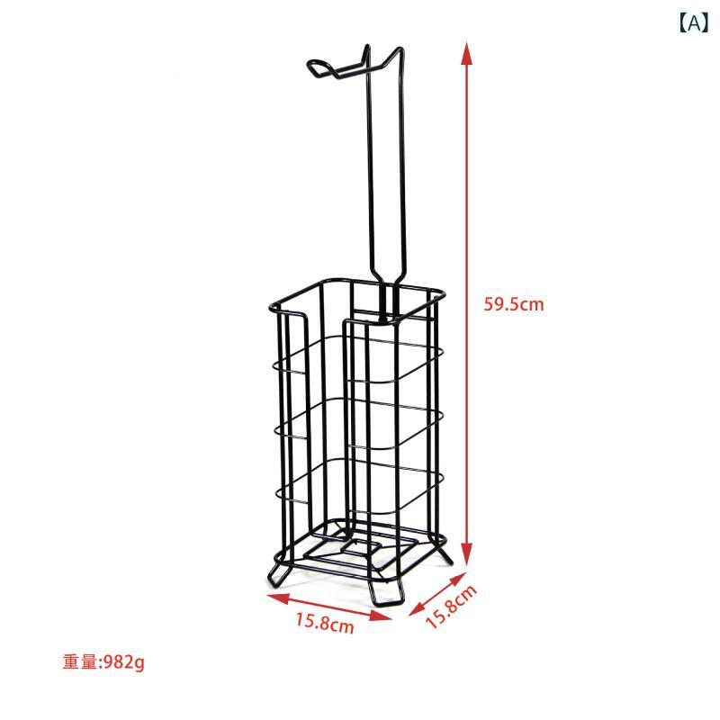 トイレットペーパーストッカー トイレ収納 鉄製 2025年 円形 ロールペーパーホルダー 縦型 自立式 ブラ..