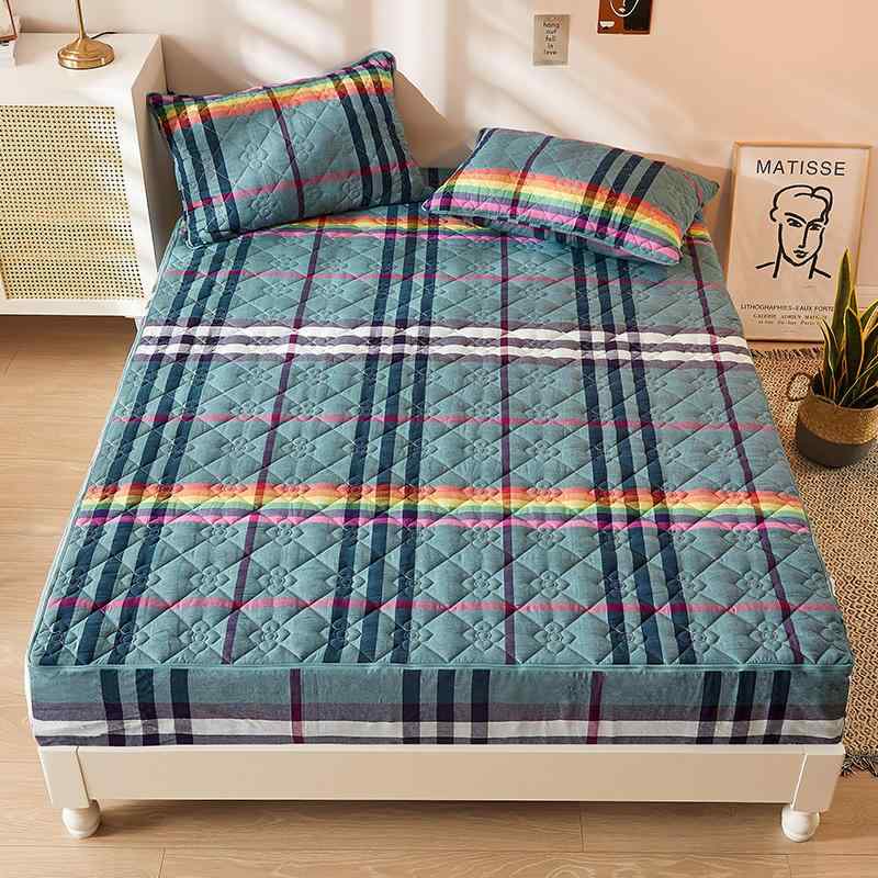 ベッドカバー レディース 全棉 水洗い綿 敷きパッド シーツ ベッドシーツ マットレスカバー 防ダニ 滑り止め キルティング加工 オールシーズン 120 150 180(x2)