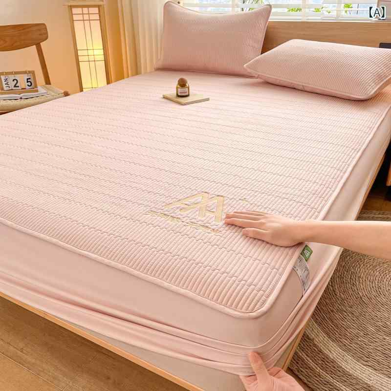 ベッドカバー 母嬰 キッズ 大豆 詰め物 防水 キルティング 縫製 挟み綿 コットン 寝具 無地 ピンク系